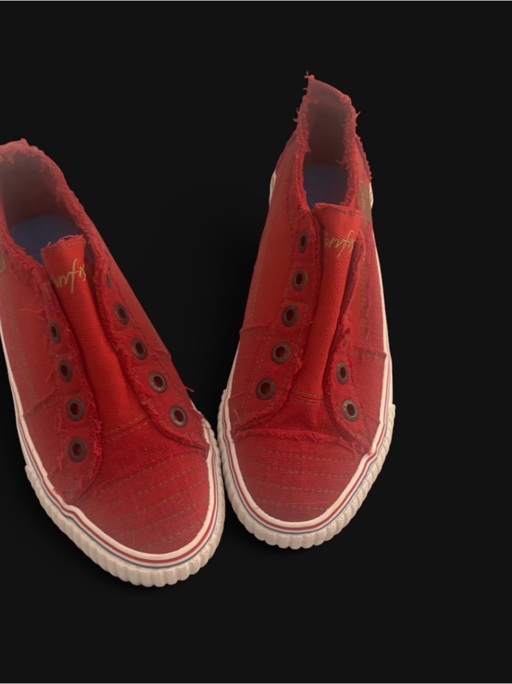 Kids Red Slip-On Canvas Sneakers